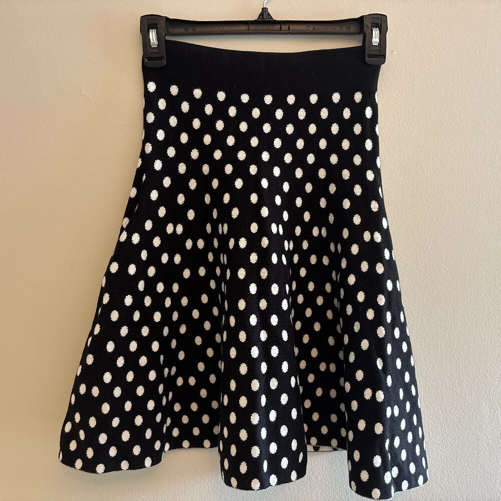 Maeve Black and White Polka Dot Skater Skirt, Size XS